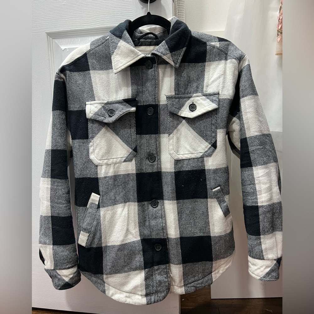 Aeropostale Black and White Plaid Shacket